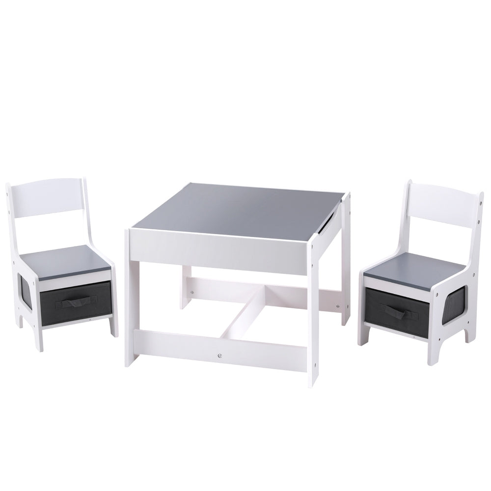 Keezi Kids Table & Chair Set with Chalkboard & Storage