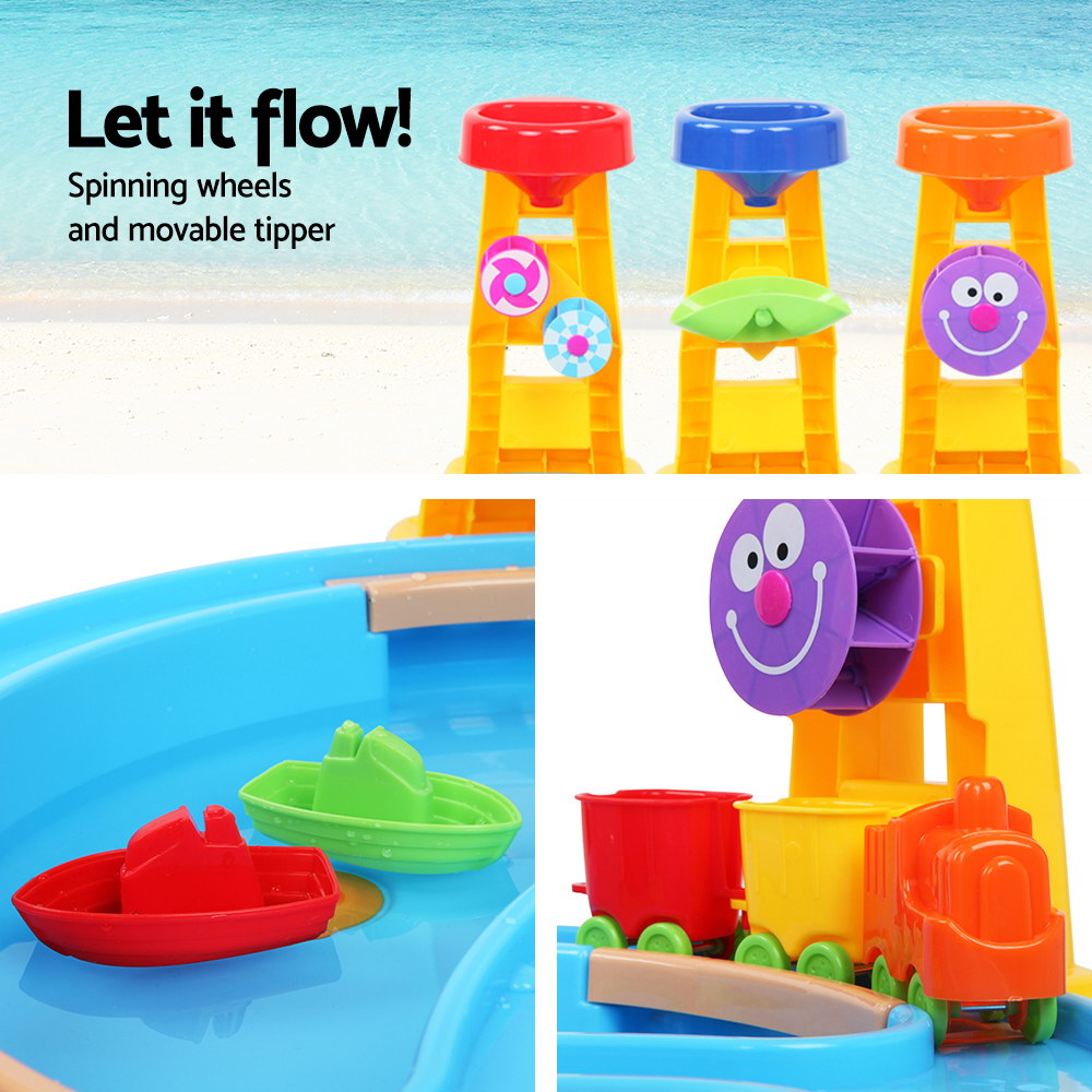 Kids Sand & Water Table Play Set with Umbrella – 26pcs