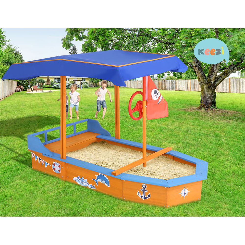 Keezi Boat-Shaped Canopy Sand Pit
