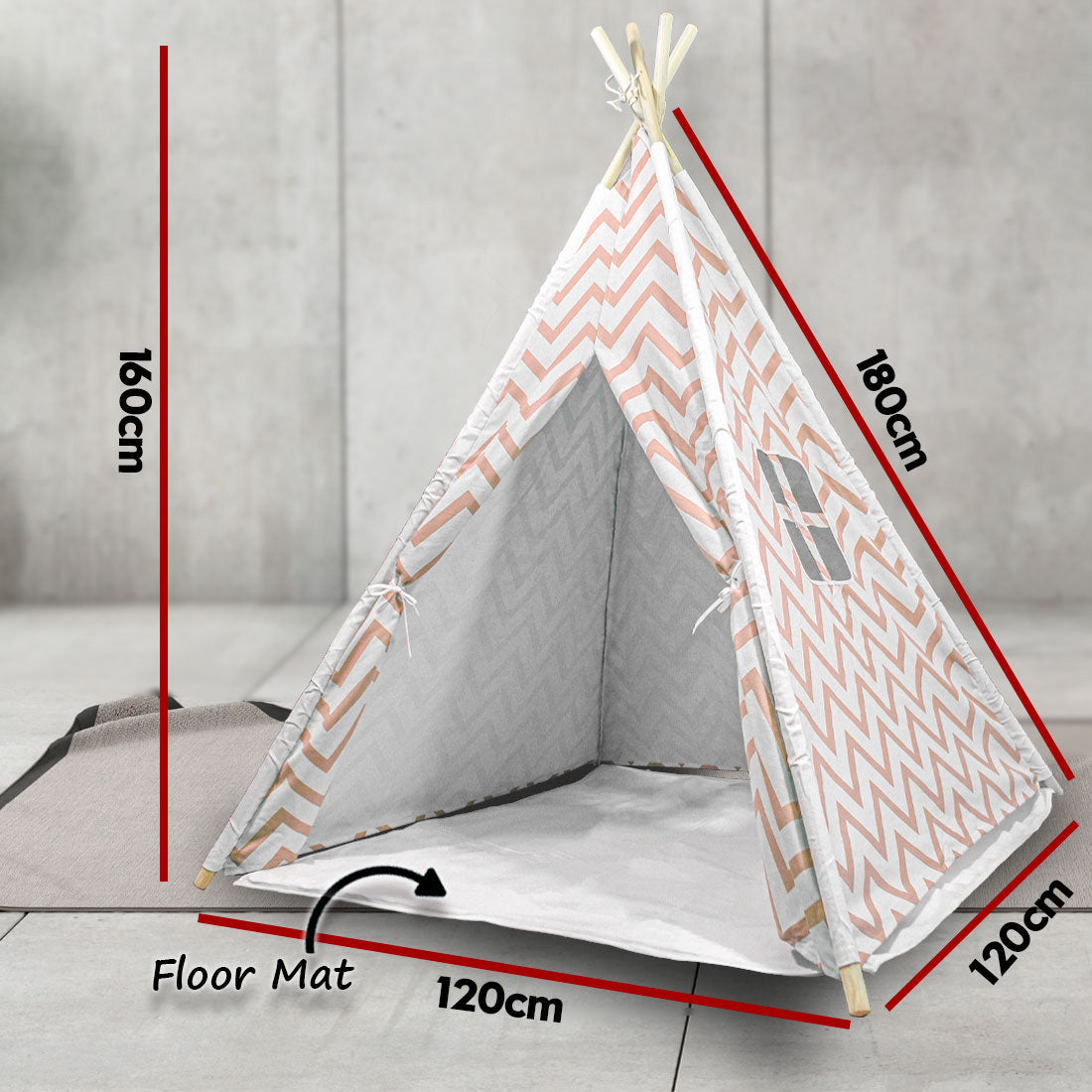 Kids Teepee Play Tent with Floor Mat – Orange