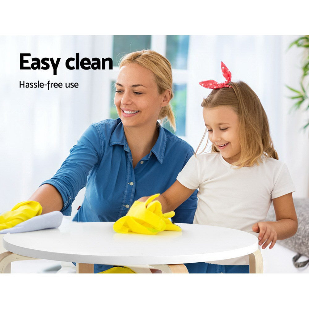 Kids 3-Piece Table & Chairs Set – White & Natural