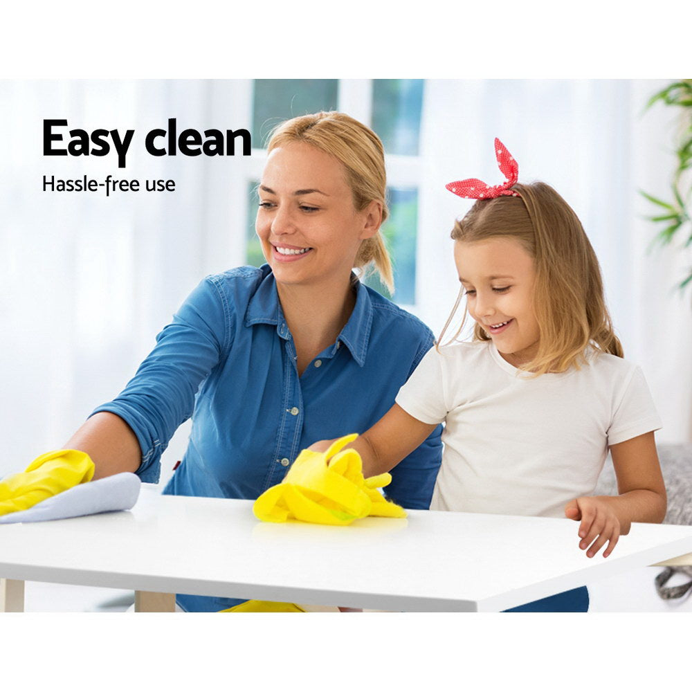 Kids 5-Piece Table & Chairs Set – White & Natural