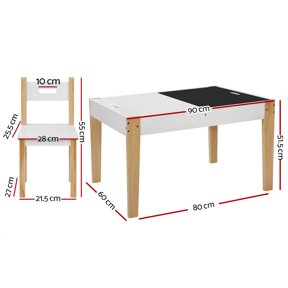 Kids Table & Chair Set with Storage & Chalkboard Desk