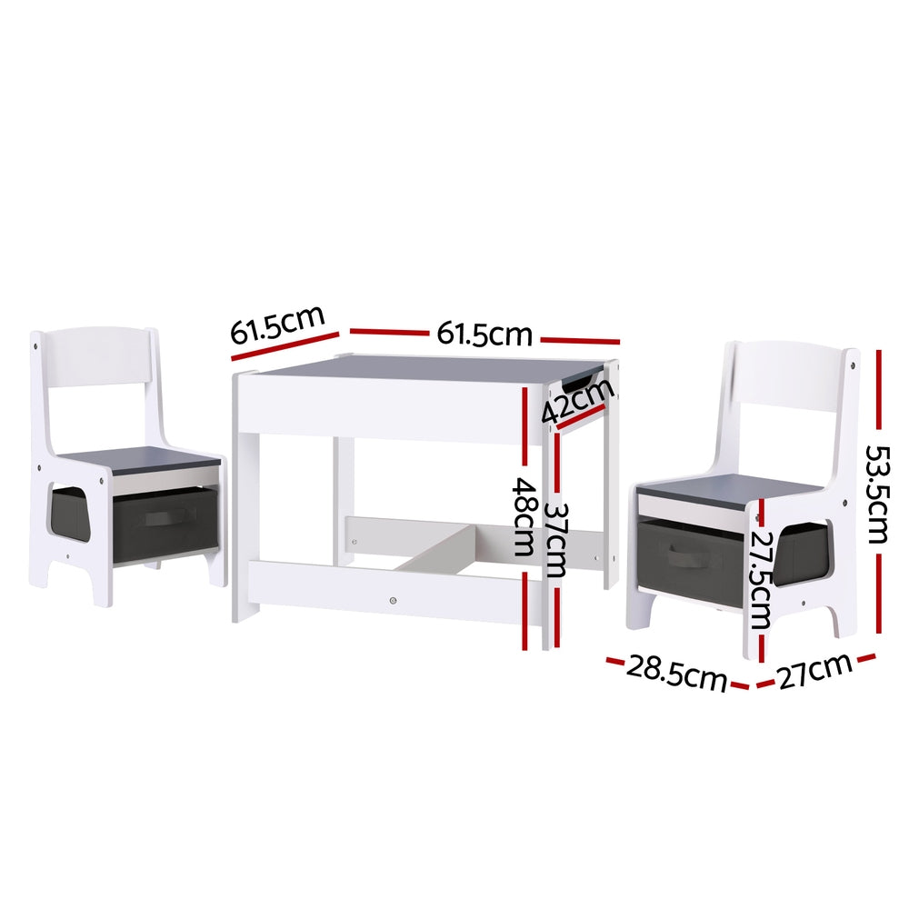 Keezi Kids Table & Chair Set with Chalkboard & Storage