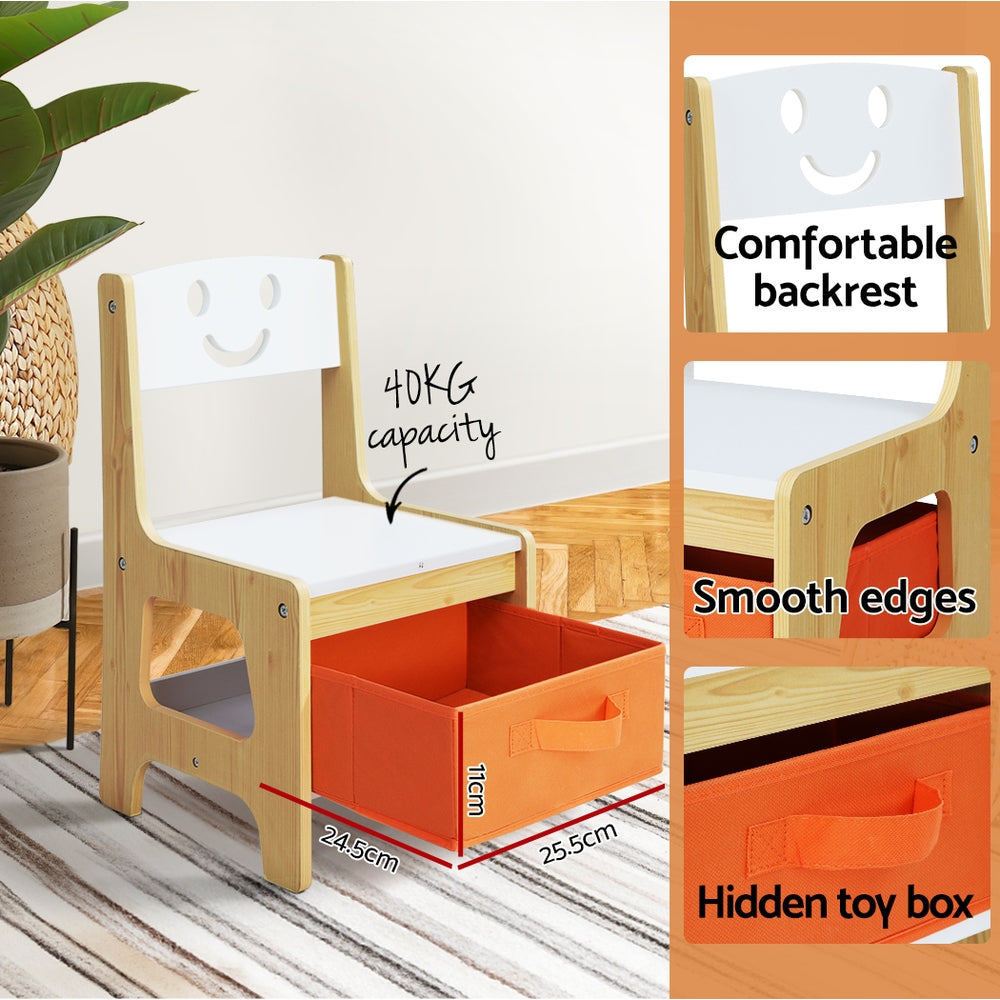 Keezi 3PCS Kids Table & Chairs Set with Chalkboard and Storage