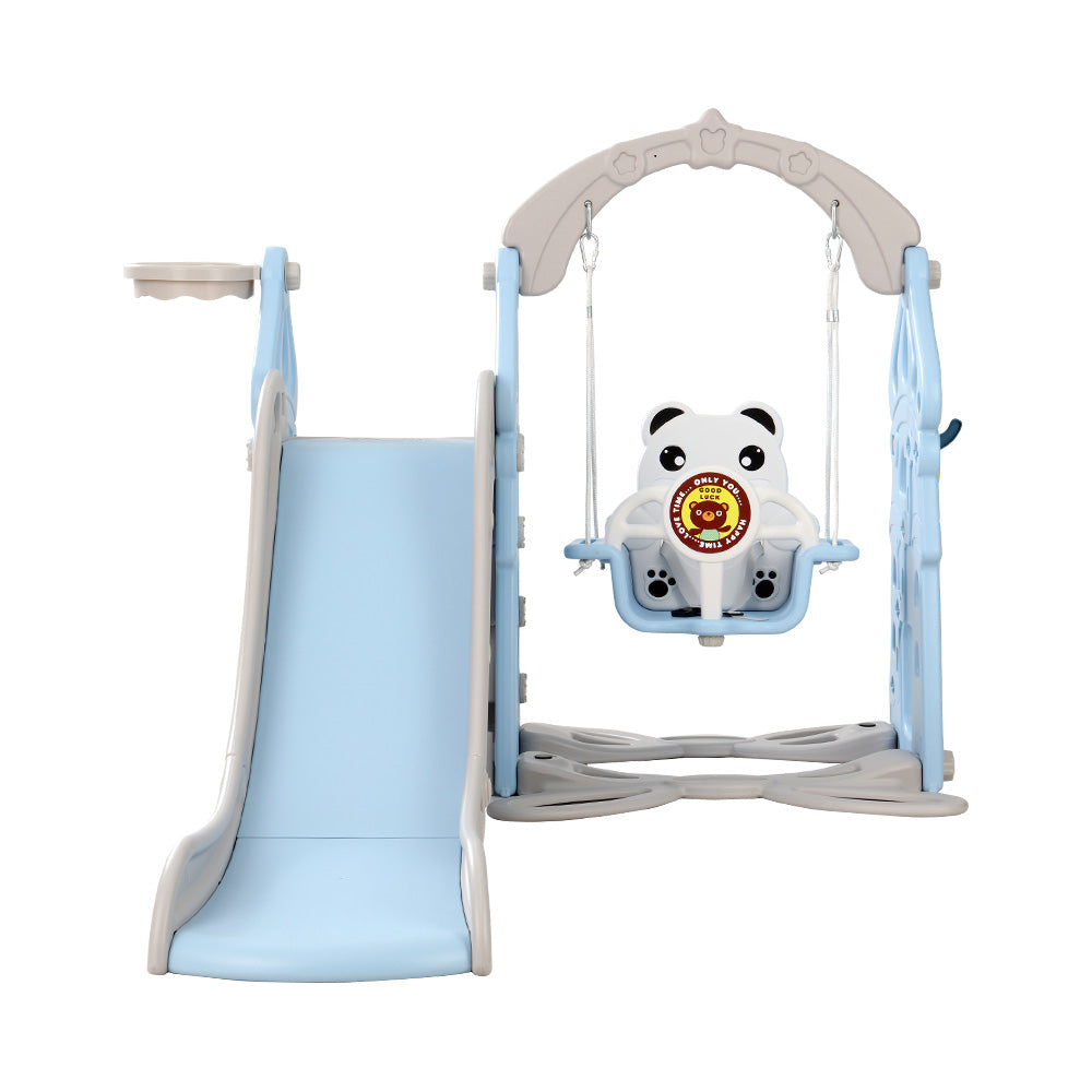 Keezi Kids 5-in-1 Slide & Swing Set – Blue & Grey