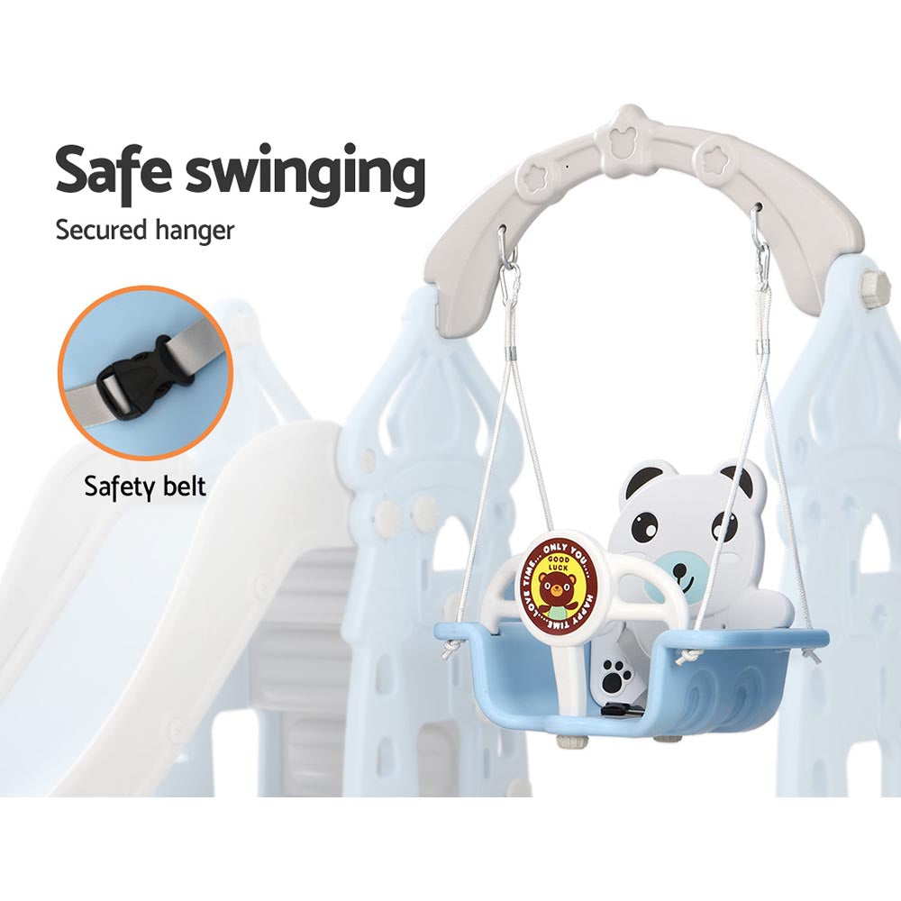 Keezi Kids 5-in-1 Slide & Swing Set – Blue & Grey