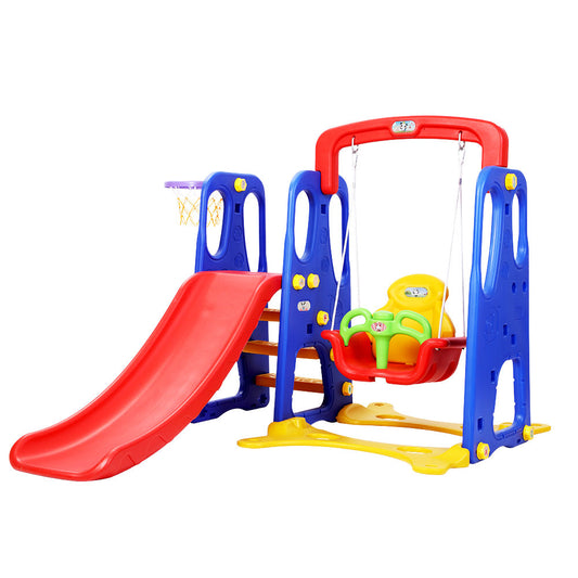 Keezi 3-in-1 Kids Play Centre – Slide, Swing & Hoop Fun!