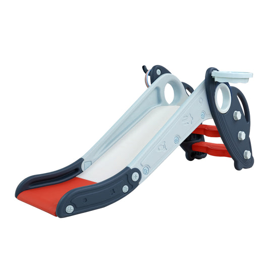 Keezi 3-in-1 Kids Slide Set with Basketball & Ring Toss – Blue (110cm)