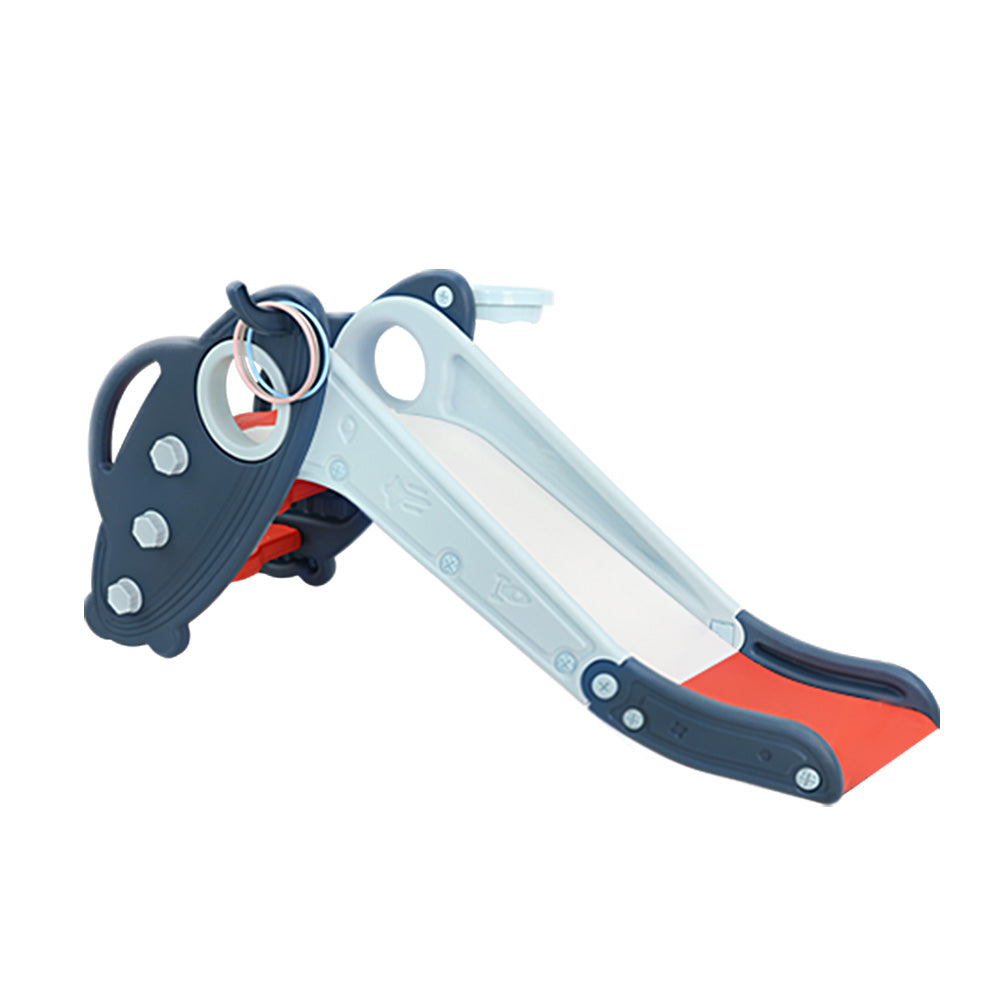 Keezi 3-in-1 Kids Slide Set with Basketball & Ring Toss – Blue (110cm)