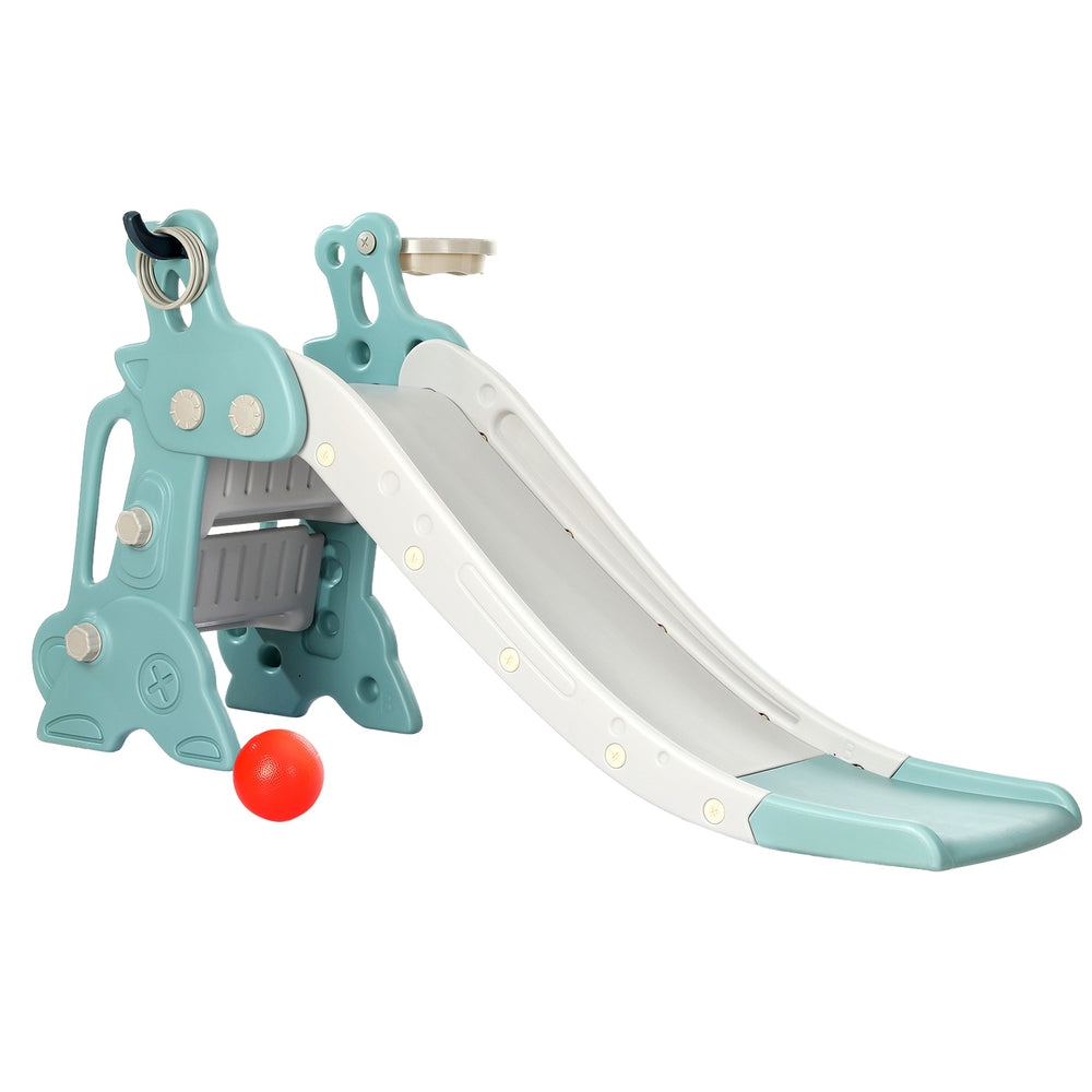 Keezi Kids 3-in-1 Slide & Basketball Play Set – Blue