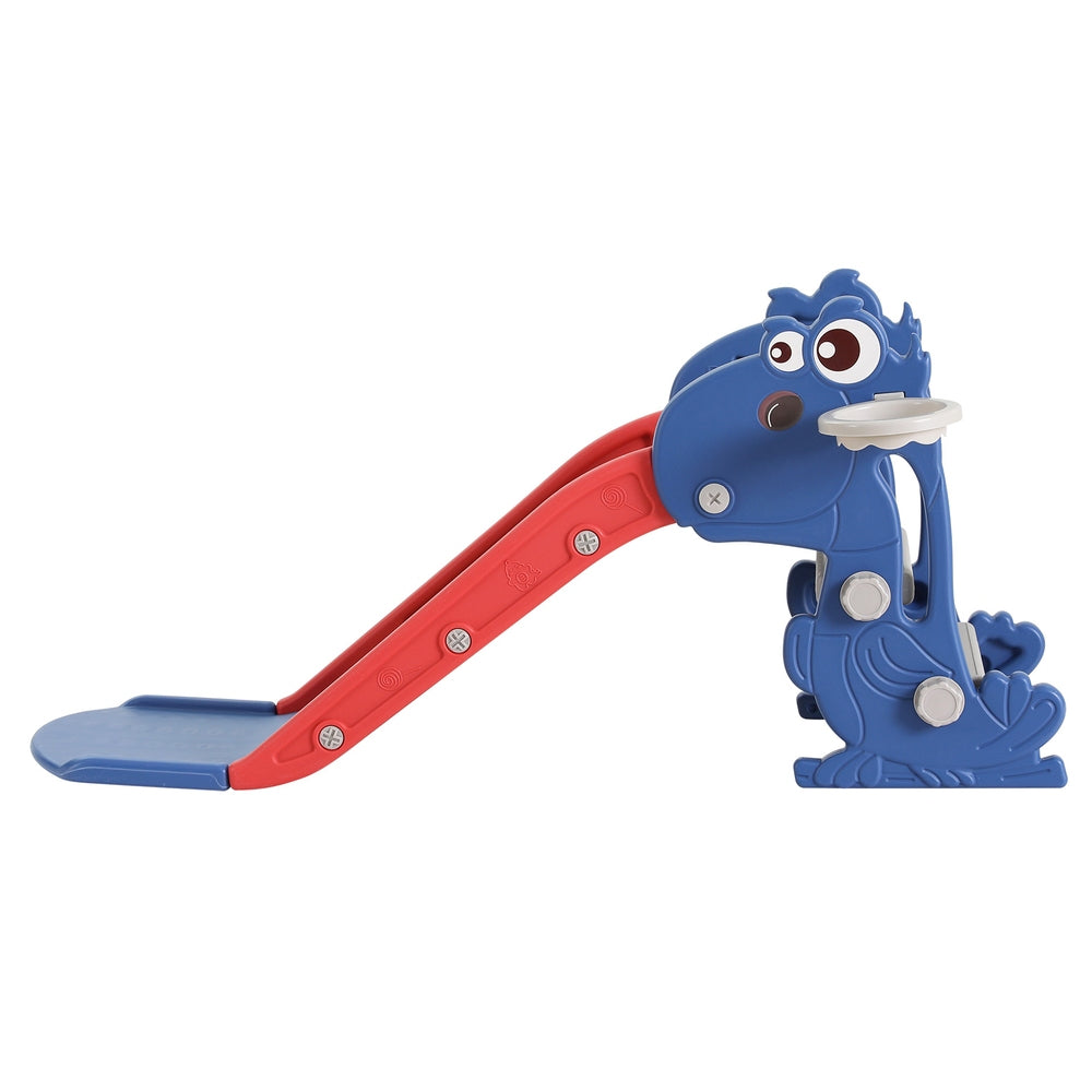 Meet the Keezi Kids Slide with Basketball Hoop! Red & Blue