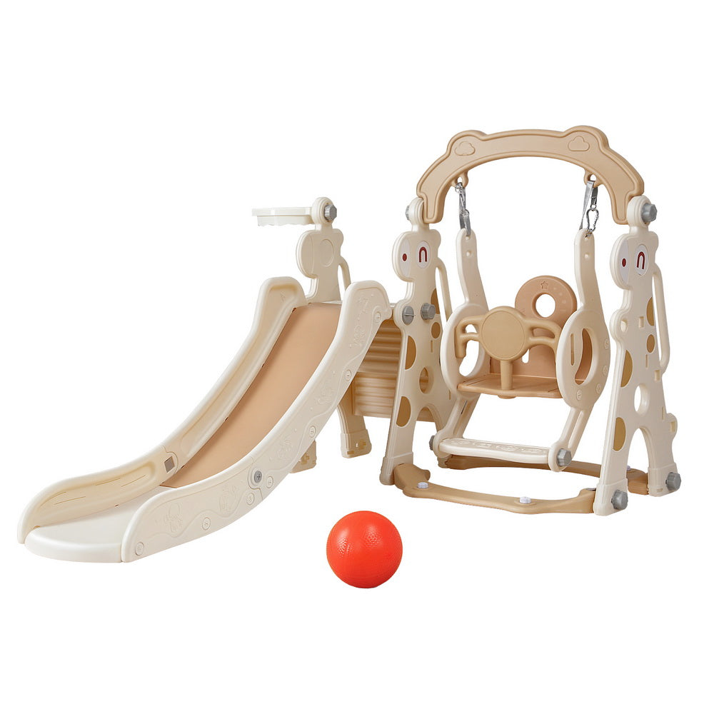 Keezi 3-in-1 Kids Slide & Swing Set – Beige