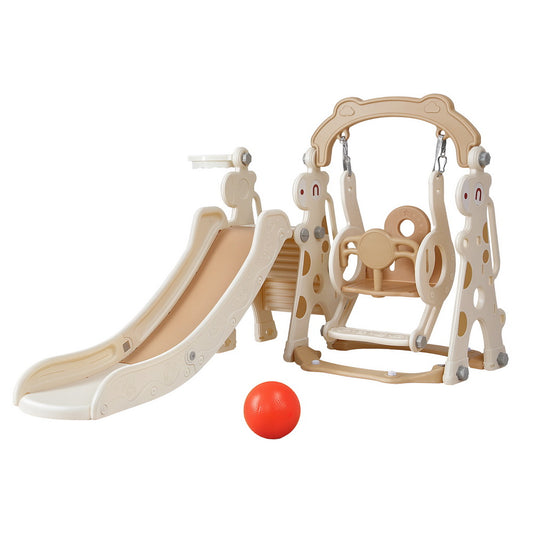 Keezi 3-in-1 Kids Slide & Swing Set – Beige