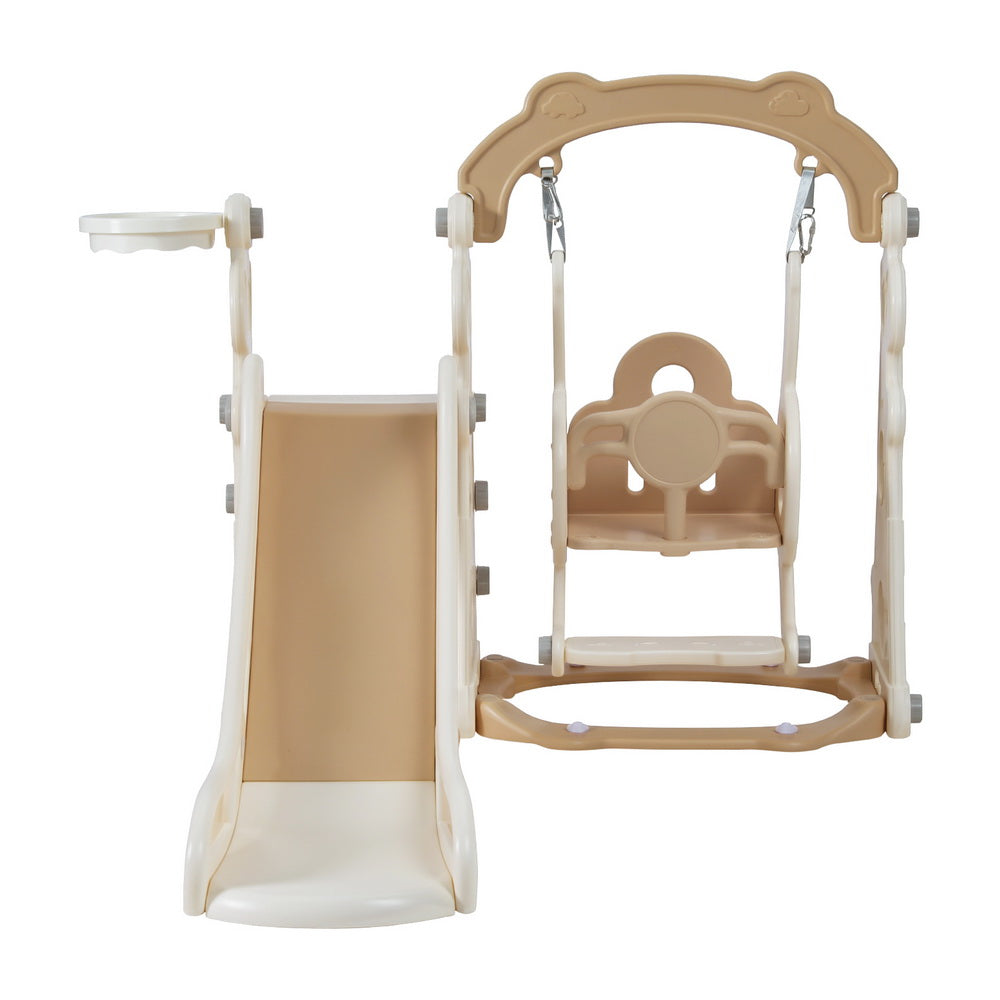 Keezi 3-in-1 Kids Slide & Swing Set – Beige