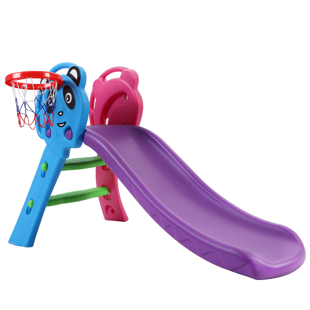 Keezi Kids Slide & Basketball Hoop Playset – 100cm (Blue)