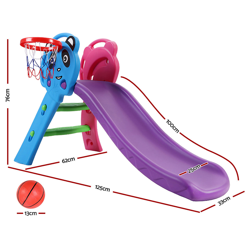 Keezi Kids Slide & Basketball Hoop Playset – 100cm (Blue)
