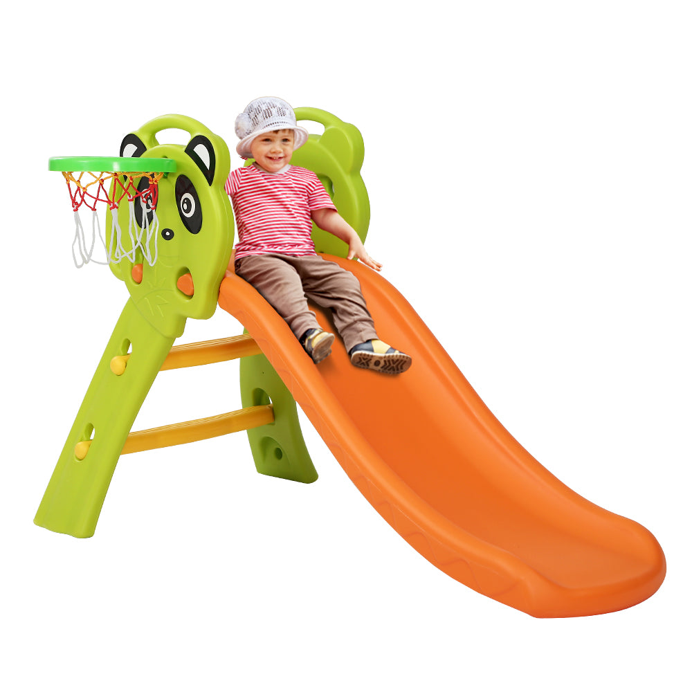Keezi Kids Slide & Basketball Hoop Play Set – Orange