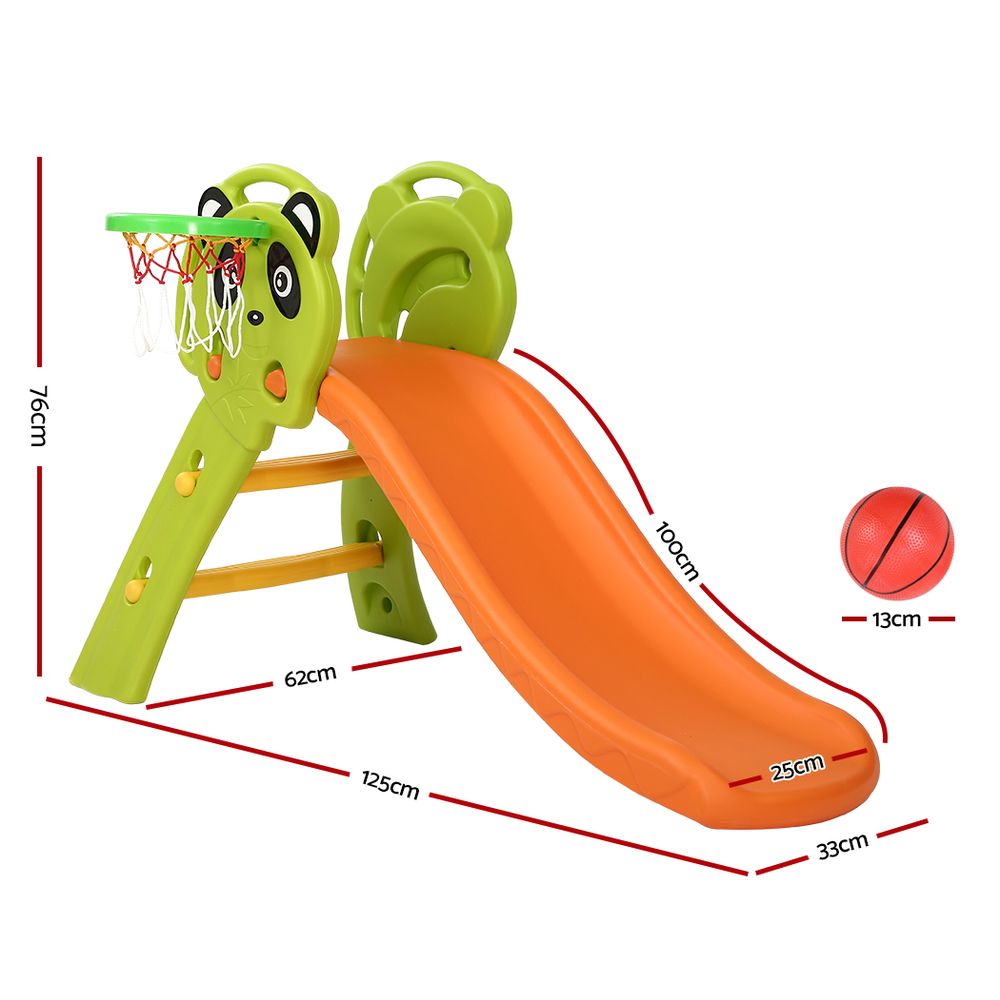 Keezi Kids Slide & Basketball Hoop Play Set – Orange