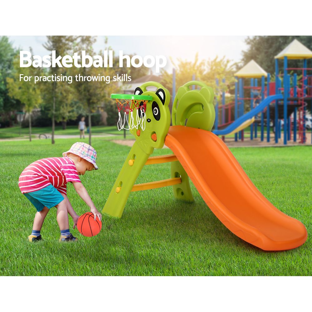 Keezi Kids Slide & Basketball Hoop Play Set – Orange