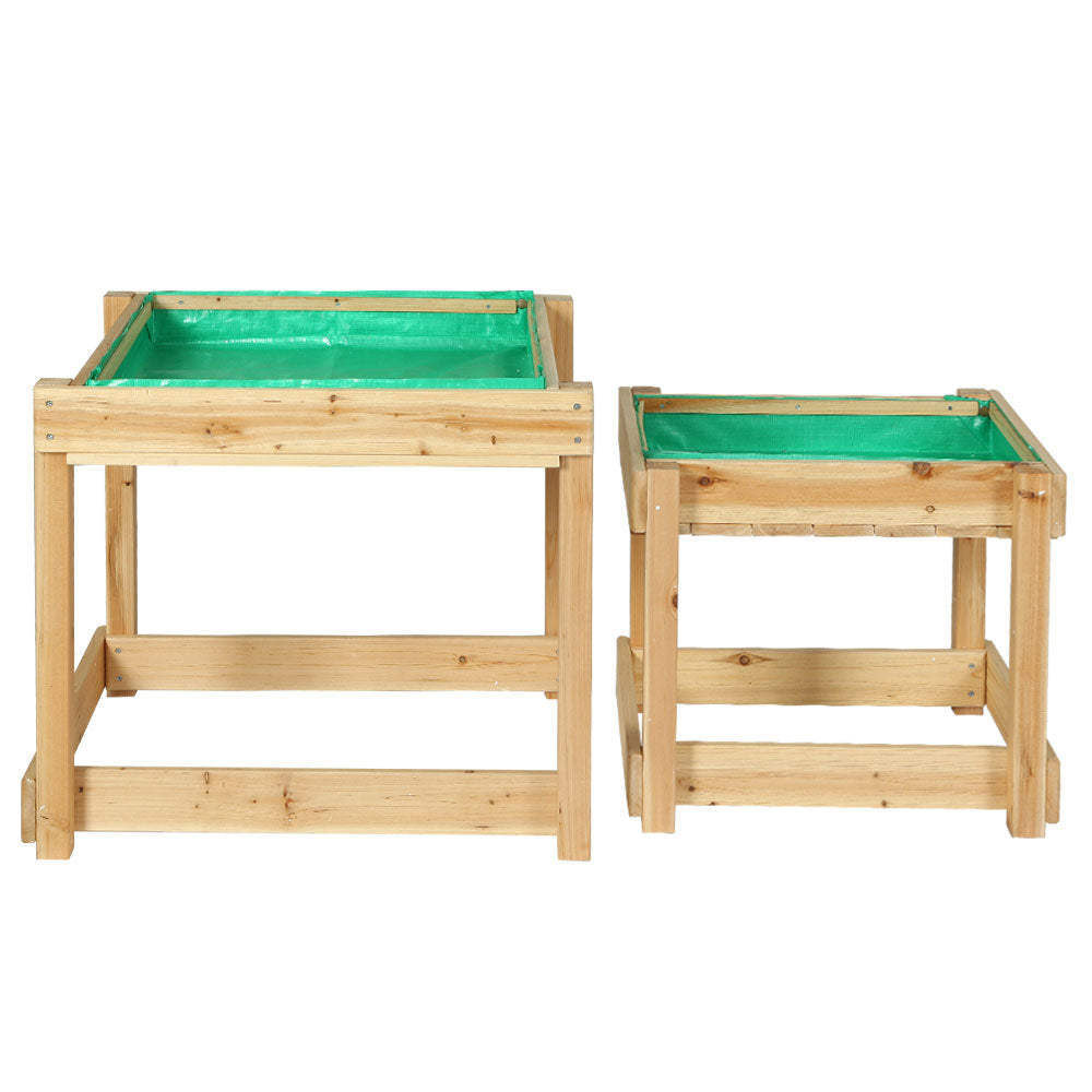 Keezi Kids Sandpit & Water Table – 101cm Wooden Outdoor Play Set