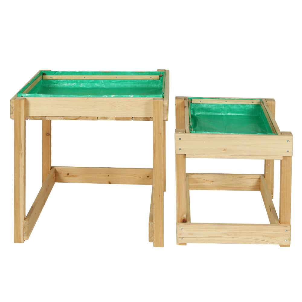 Keezi Kids Sandpit & Water Table – 101cm Wooden Outdoor Play Set