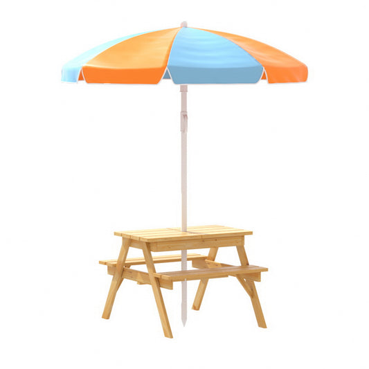 Keezi Kids Picnic Table & Bench Set with Umbrella