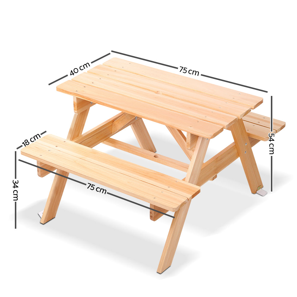 Keezi Kids Outdoor Picnic Table & Bench Set – Solid Fir Wood