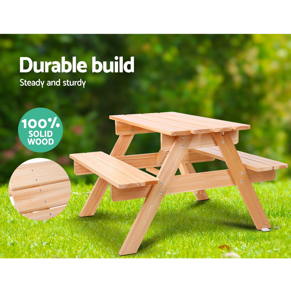 Keezi Kids Outdoor Picnic Table & Bench Set – Solid Fir Wood