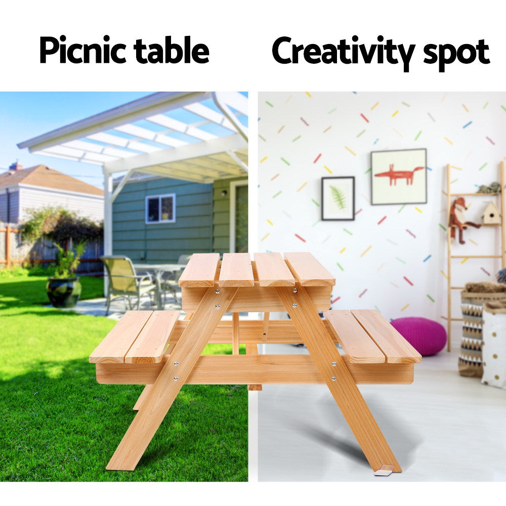 Keezi Kids Outdoor Picnic Table & Bench Set – Solid Fir Wood