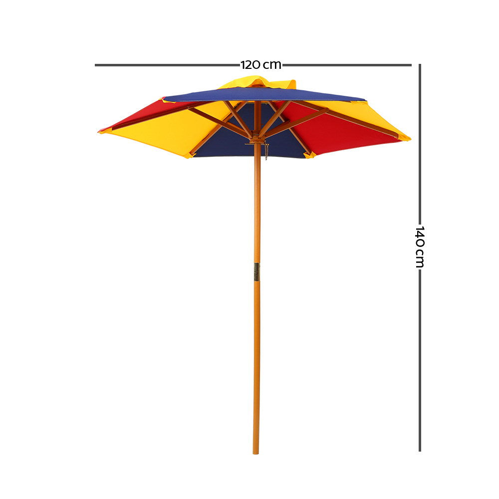 Keezi Kids Outdoor Picnic Table & Bench Set with Umbrella – Rainbow