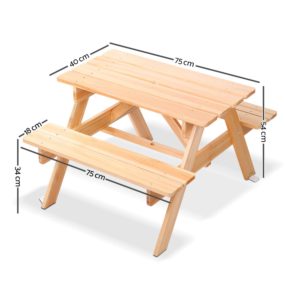 Keezi Kids Outdoor Picnic Table & Bench Set with Umbrella