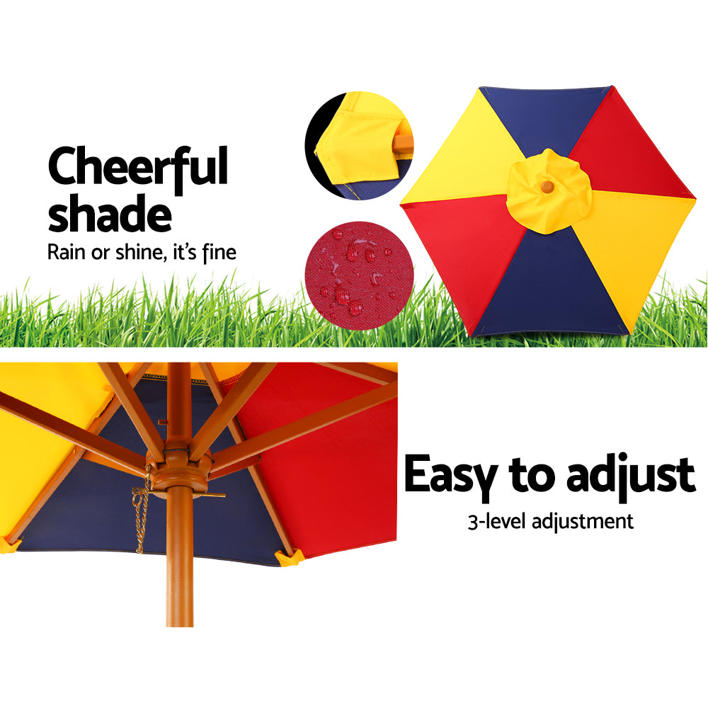 Keezi Kids Outdoor Picnic Table & Bench Set with Umbrella
