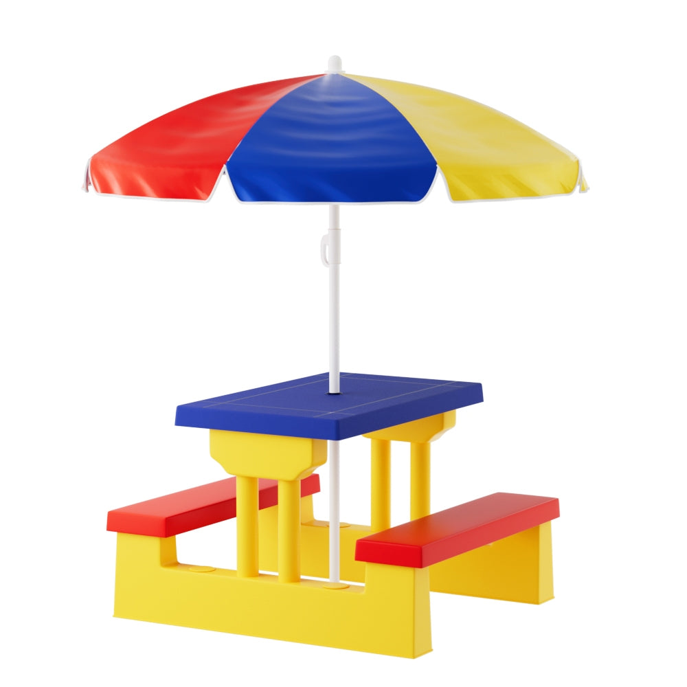 Keezi Kids Table & Chair Set with Adjustable Umbrella – Multicolour