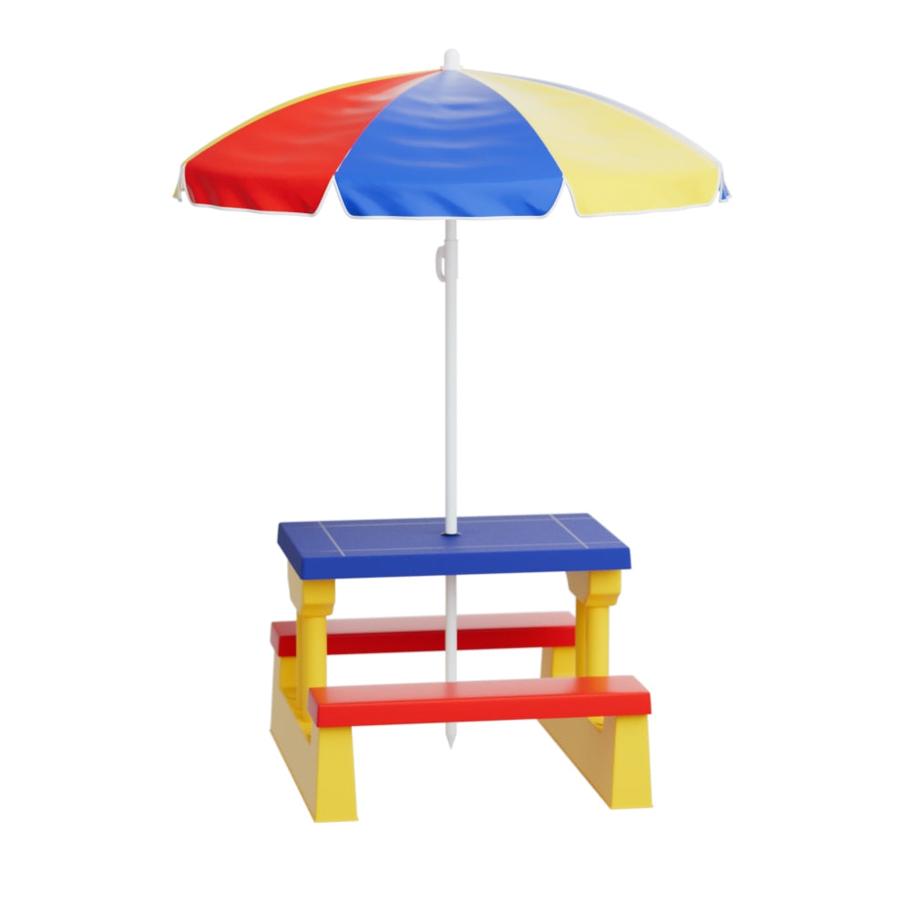 Keezi Kids Table & Chair Set with Adjustable Umbrella – Multicolour