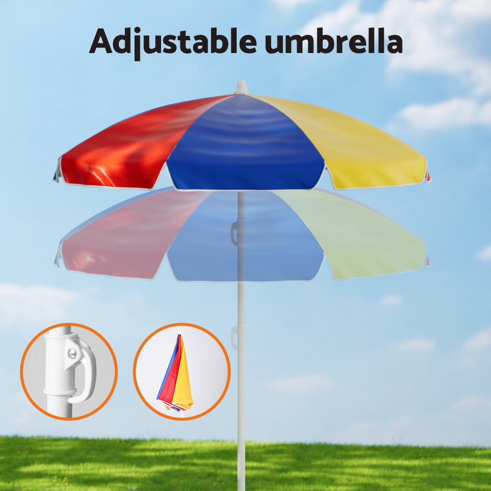 Keezi Kids Table & Chair Set with Adjustable Umbrella – Multicolour