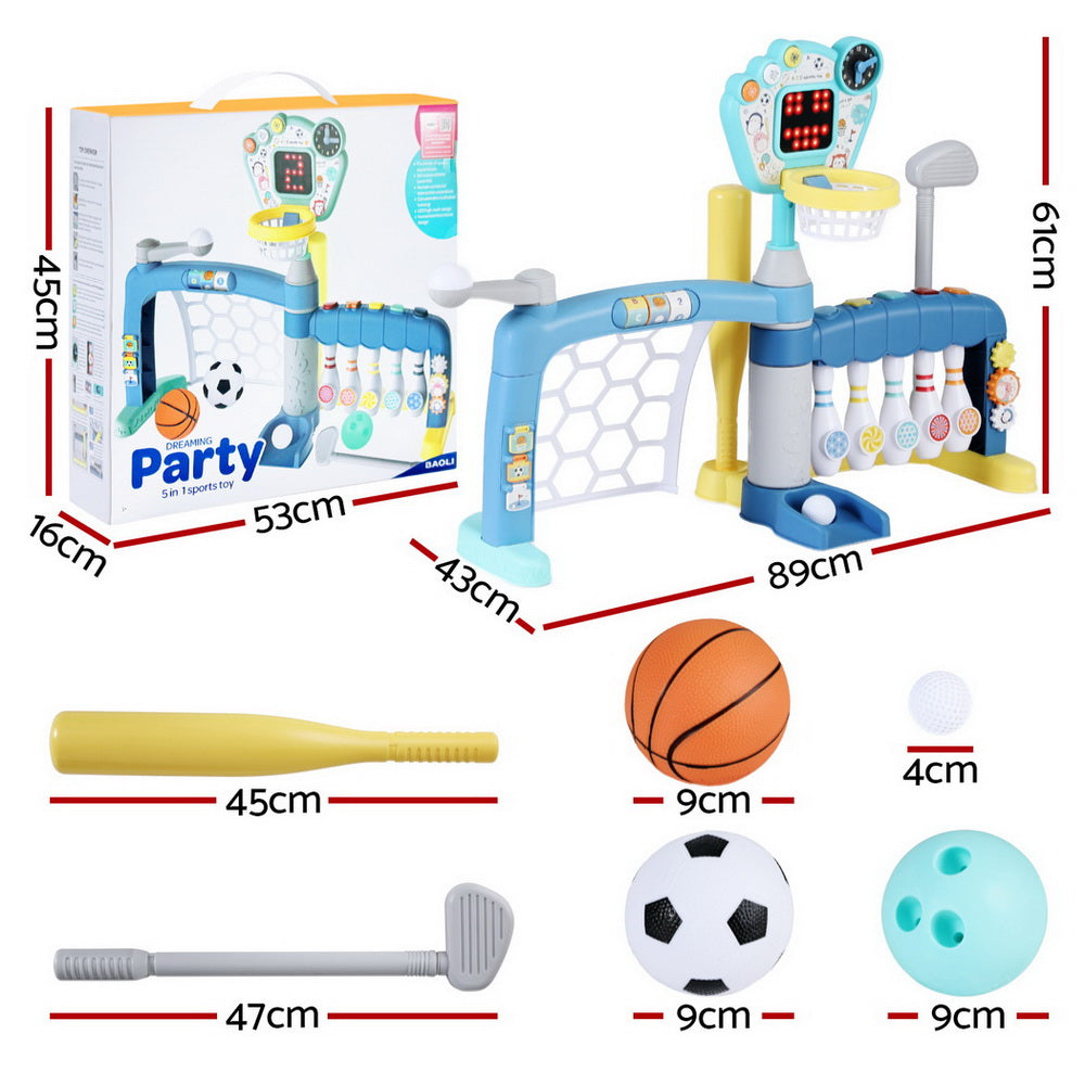 Keezi 5-in-1 Kids Basketball Hoop & Sports Activity Centre