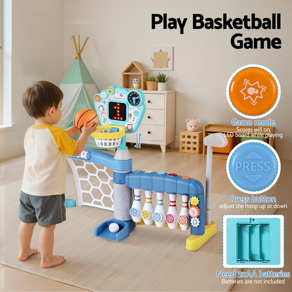 Keezi 5-in-1 Kids Basketball Hoop & Sports Activity Centre