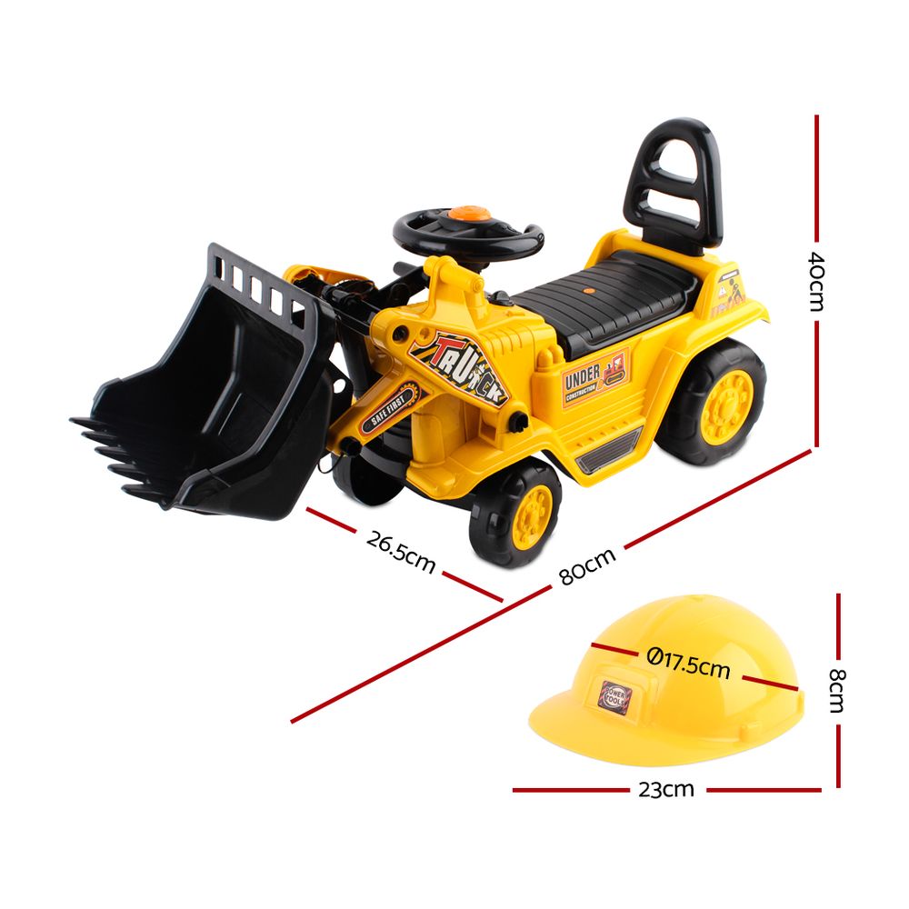 Kids Ride-On Bulldozer with Safety Helmet
