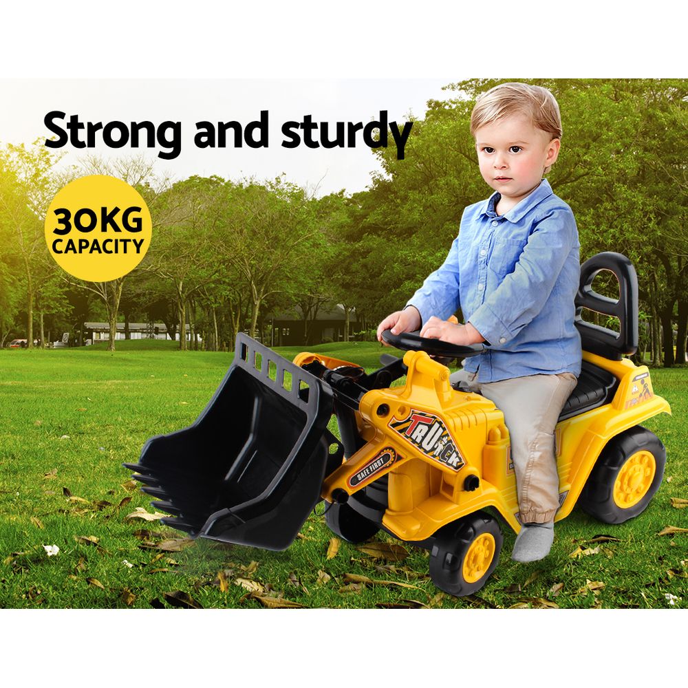 Kids Ride-On Bulldozer with Safety Helmet