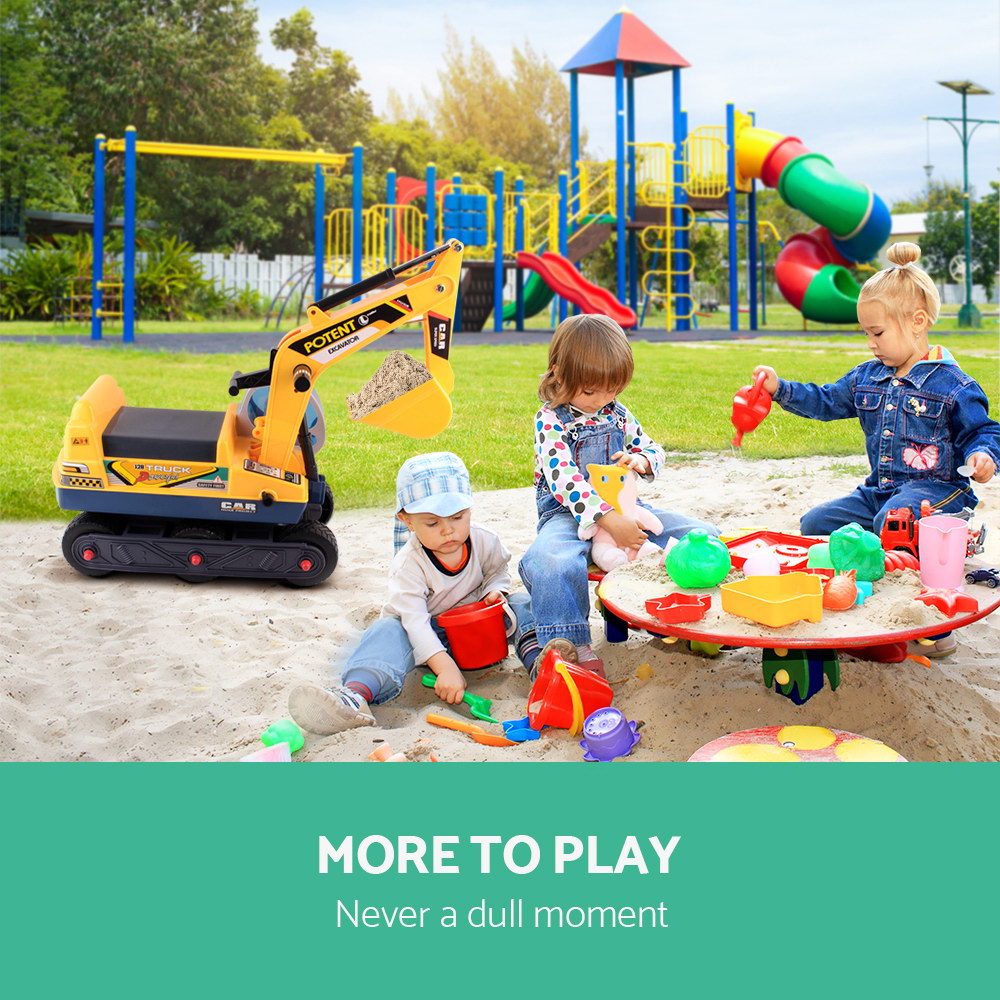Kids Ride-On Excavator with Safety Helmet