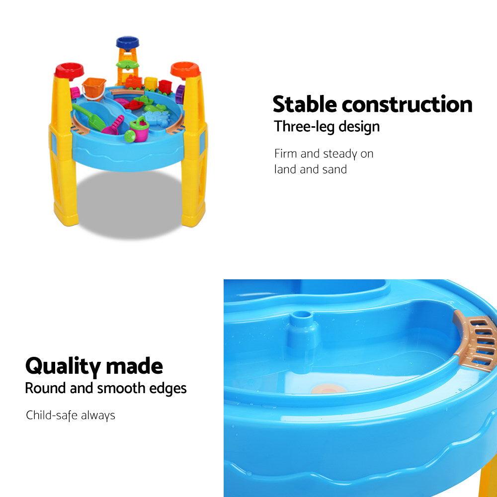 Kids Sand & Water Table Play Set with Umbrella – 26pcs