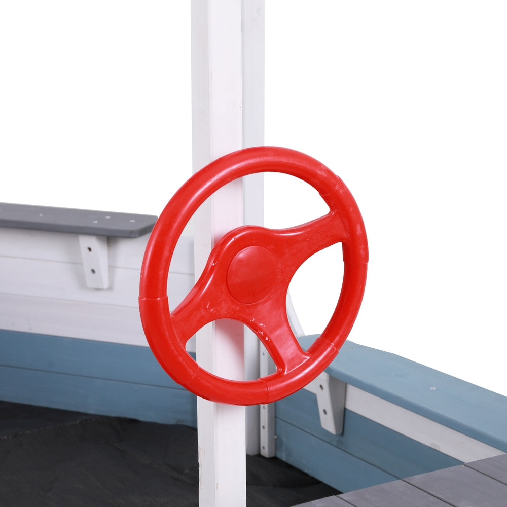 Keezi Boat-Themed Sandpit with Blue Canopy