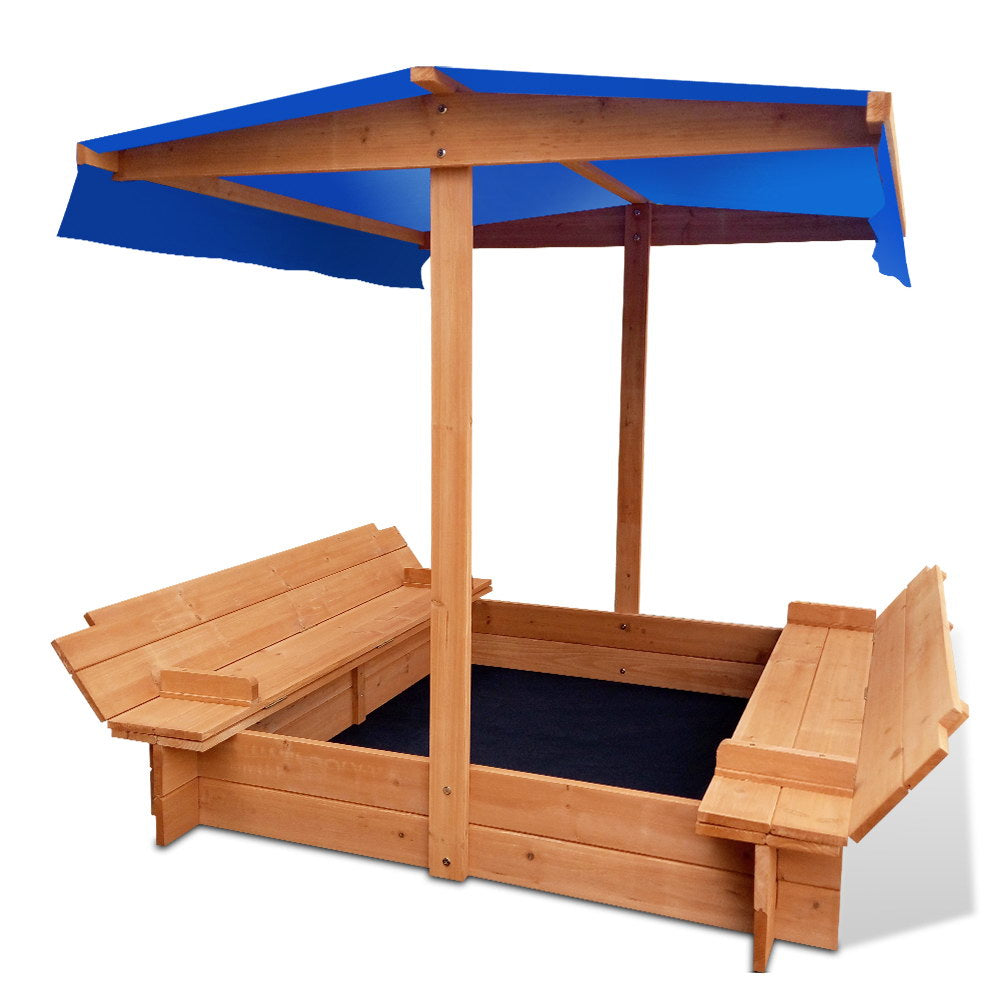 Keezi Kids Sandpit – Shady Fun with Foldable Seats
