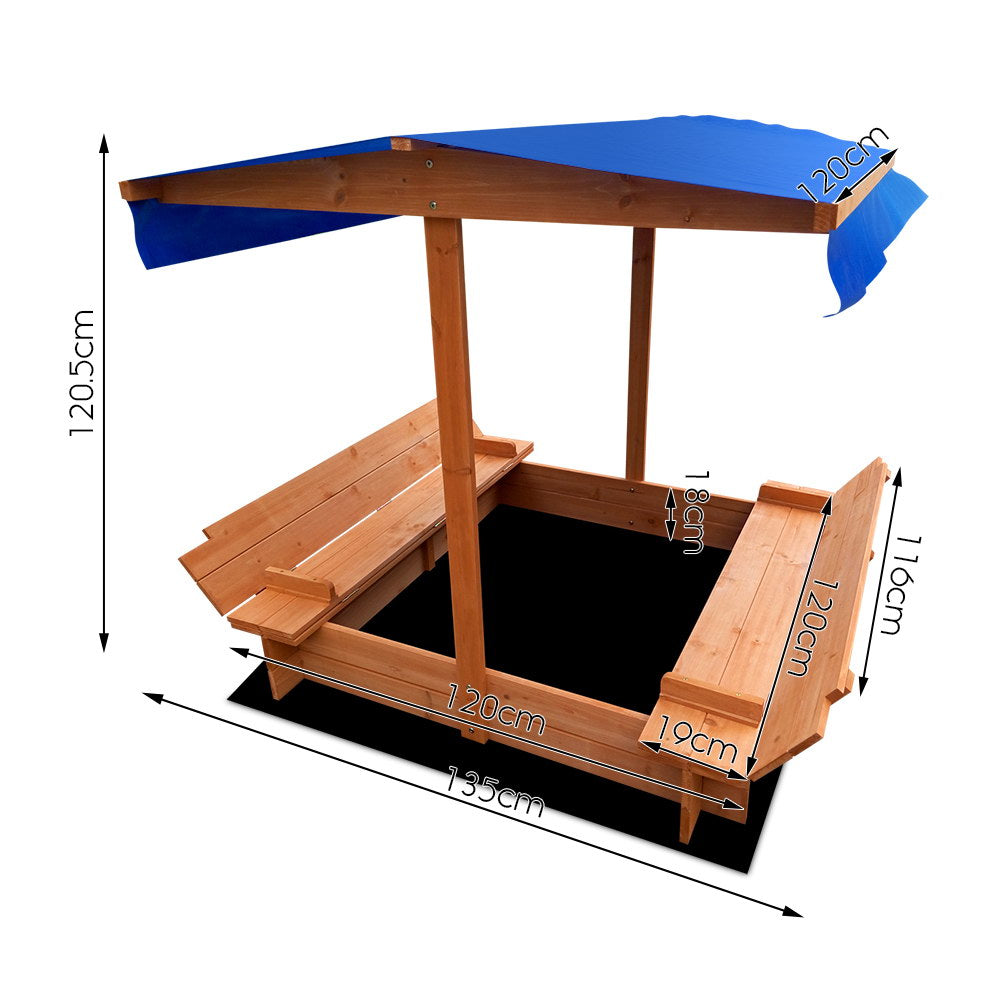 Keezi Kids Sandpit – Shady Fun with Foldable Seats