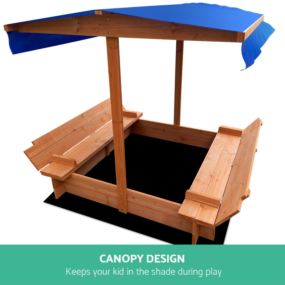 Keezi Kids Sandpit – Shady Fun with Foldable Seats
