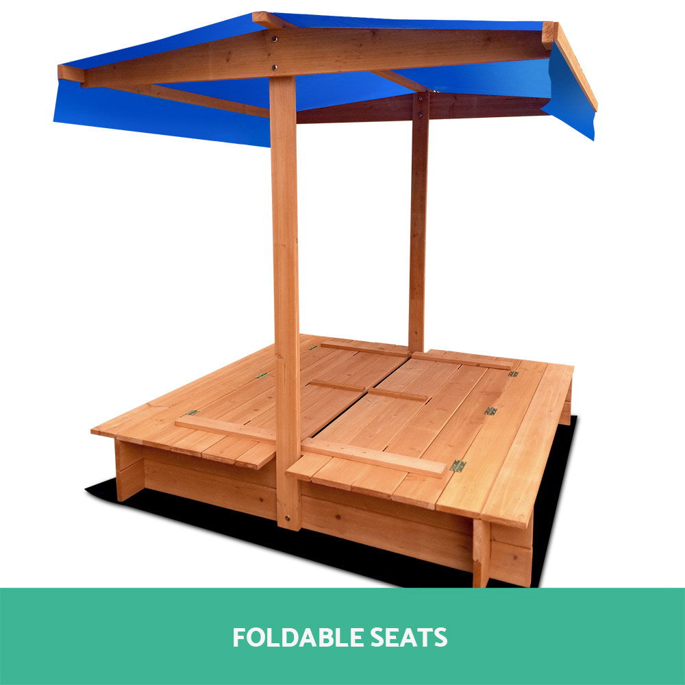 Keezi Kids Sandpit – Shady Fun with Foldable Seats