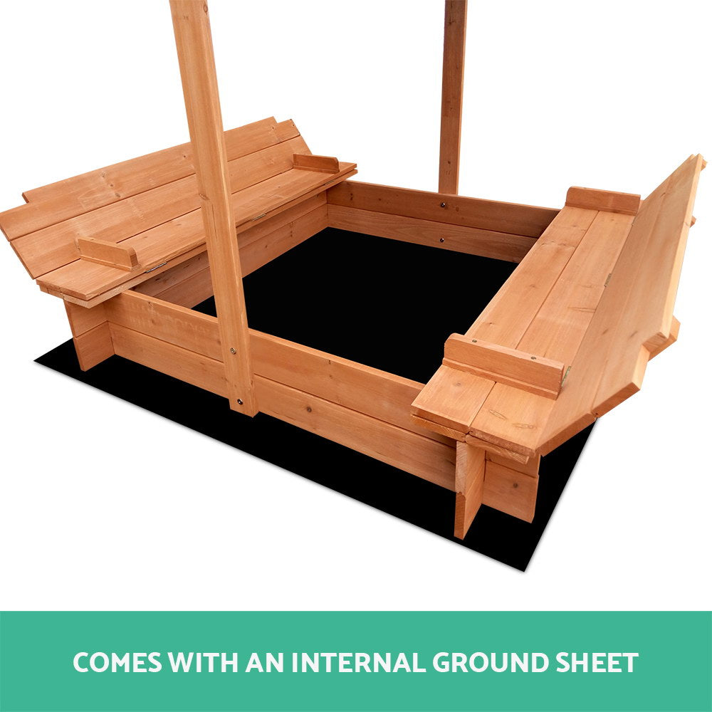 Keezi Kids Sandpit – Shady Fun with Foldable Seats