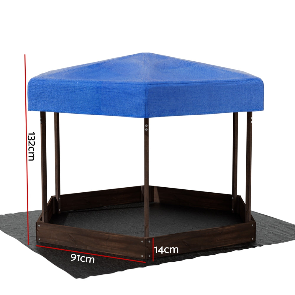 Keezi Kids Wooden Canopy Sandpit with UV Cover – 182cm