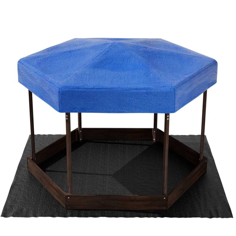 Keezi Kids Wooden Canopy Sandpit with UV Cover – 182cm